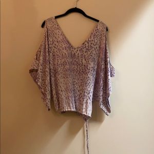 100% silk purple animal print top